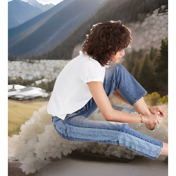 NWOT Chic Madewell Cruiser Straight Crop Jeans Pieced Edition Blue 28 Distressed - Picture 2 of 9